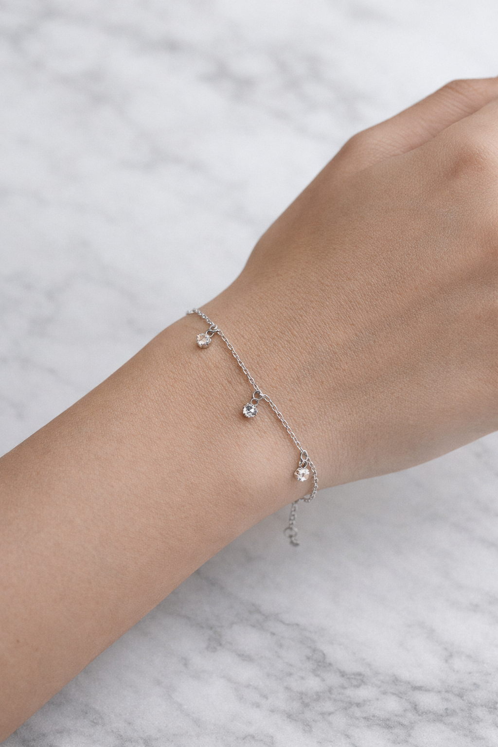 925 Sterling Silver CZ Dangle Bracelet
