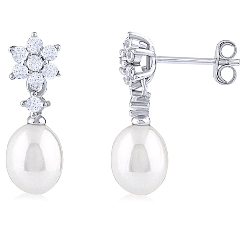 Lustre Bloom Pearl Drop Earrings
