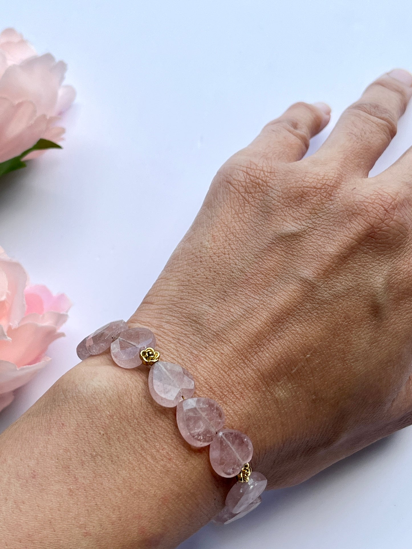 Rose Quartz Heart Bracelet