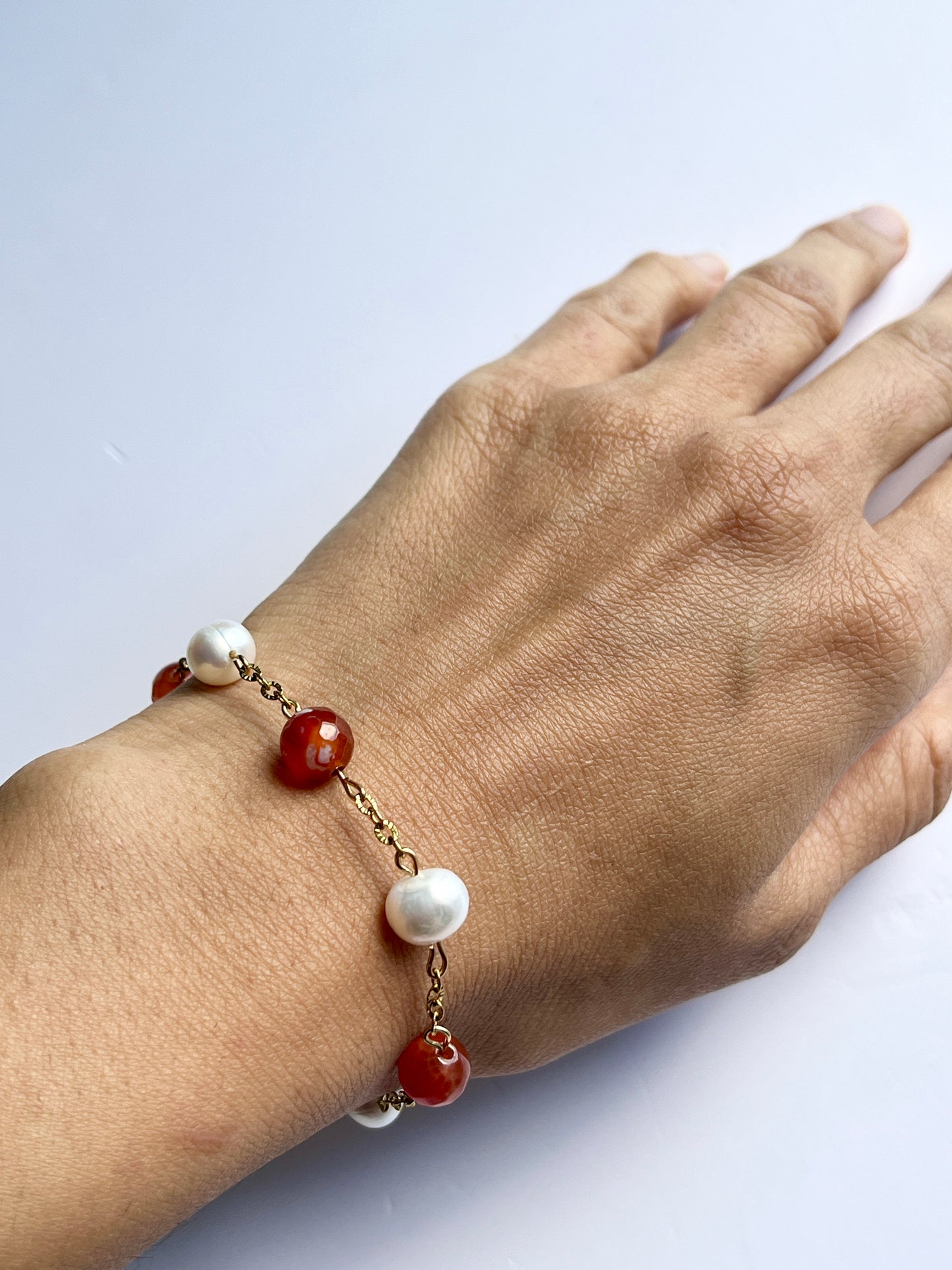 Agate & Freshwater Pearl Bracelet