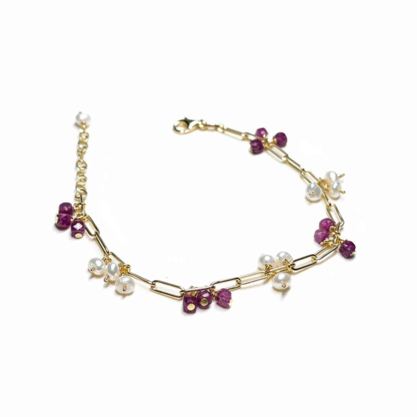 Ruby and Pearl dangle bracelet