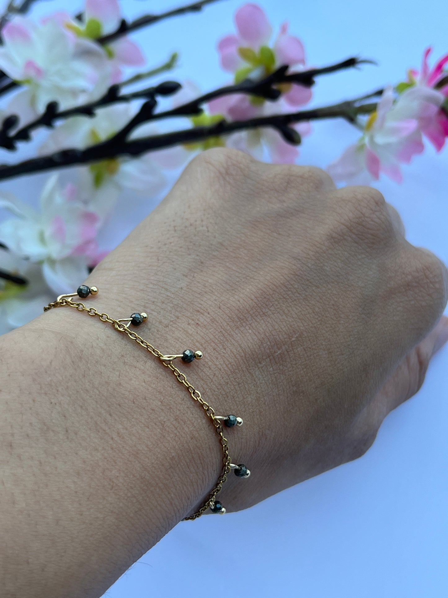 Pyrite Dangle Charm Bracelet