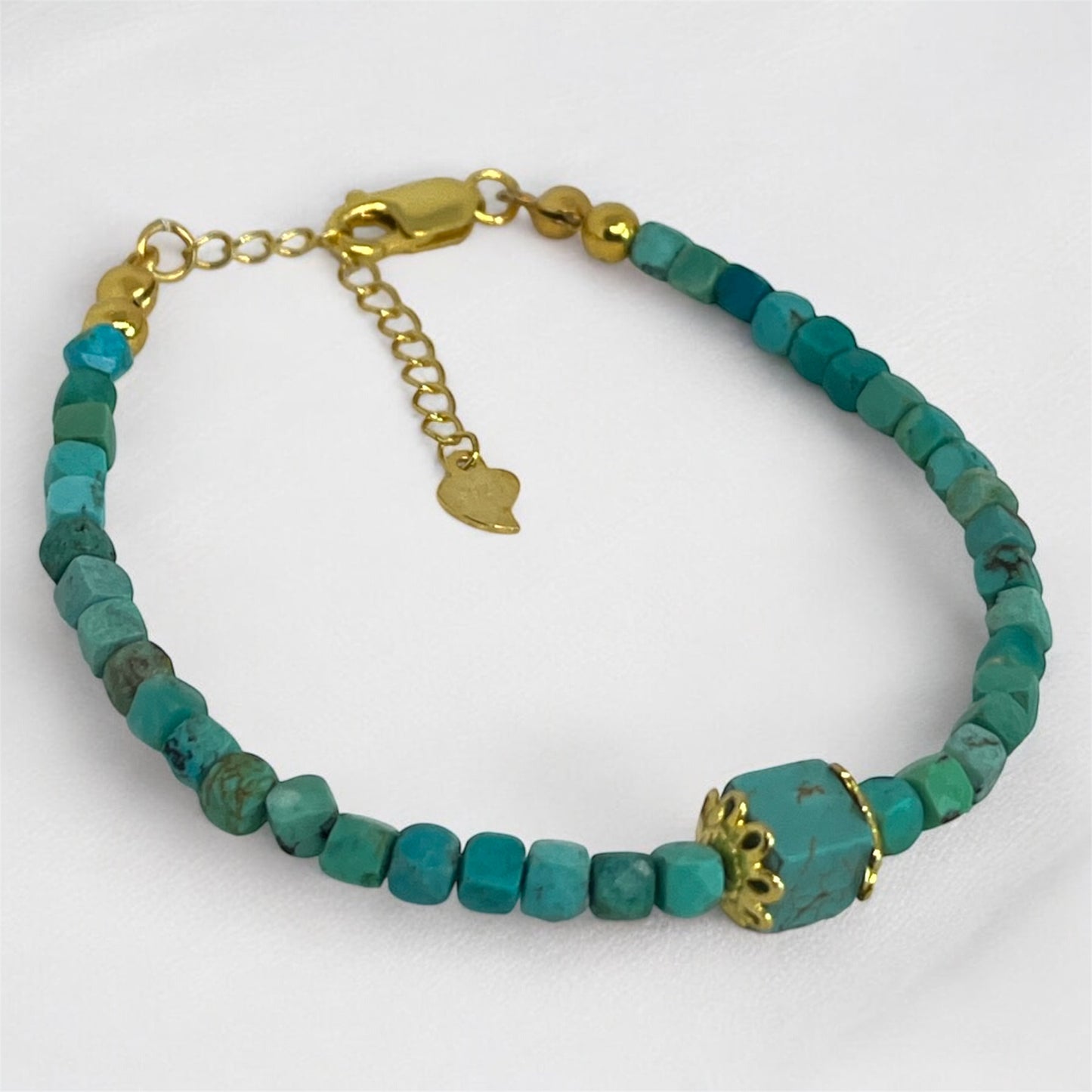 Turquoise Cube Bead Bracelet