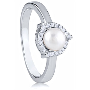 Classic Pearl Sparkle Ring – 925 Sterling Silver