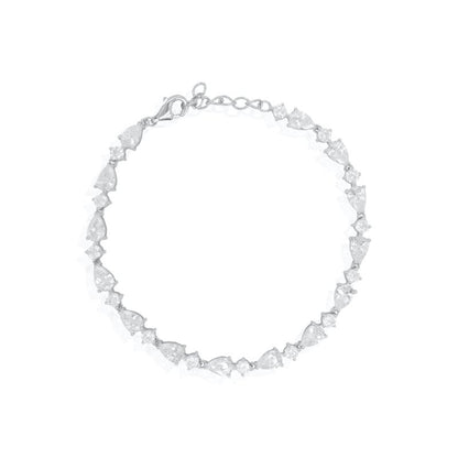 Sterling Silver Rhodium Plated CZ Fancy Tennis Bracelet