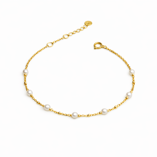 Sterling Silver Gold Vermeil Freshwater Pearl by the yard bracelet
