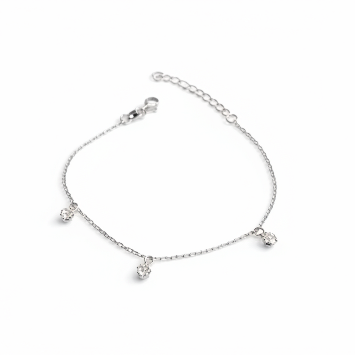 925 Sterling Silver CZ Dangle Bracelet