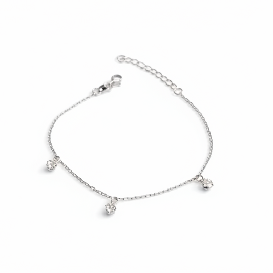 925 Sterling Silver CZ Dangle Bracelet