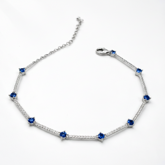 Sterling Silver Rhodium Plated CZ Link Bracelet