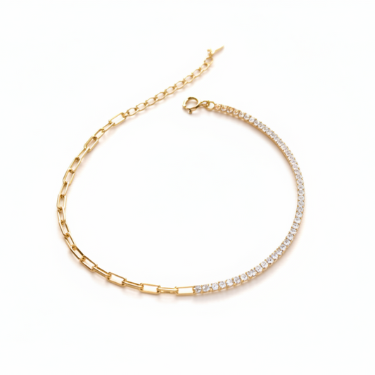 Golden Luxe CZ Paper Clip Bracelet