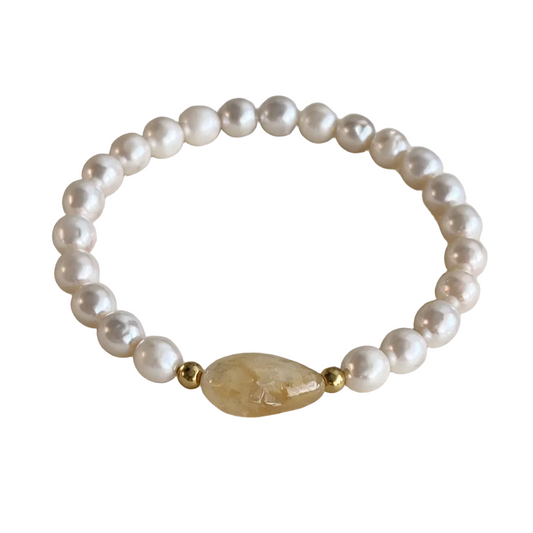 Freshwater Pearl Bracelet with Citrine Accent