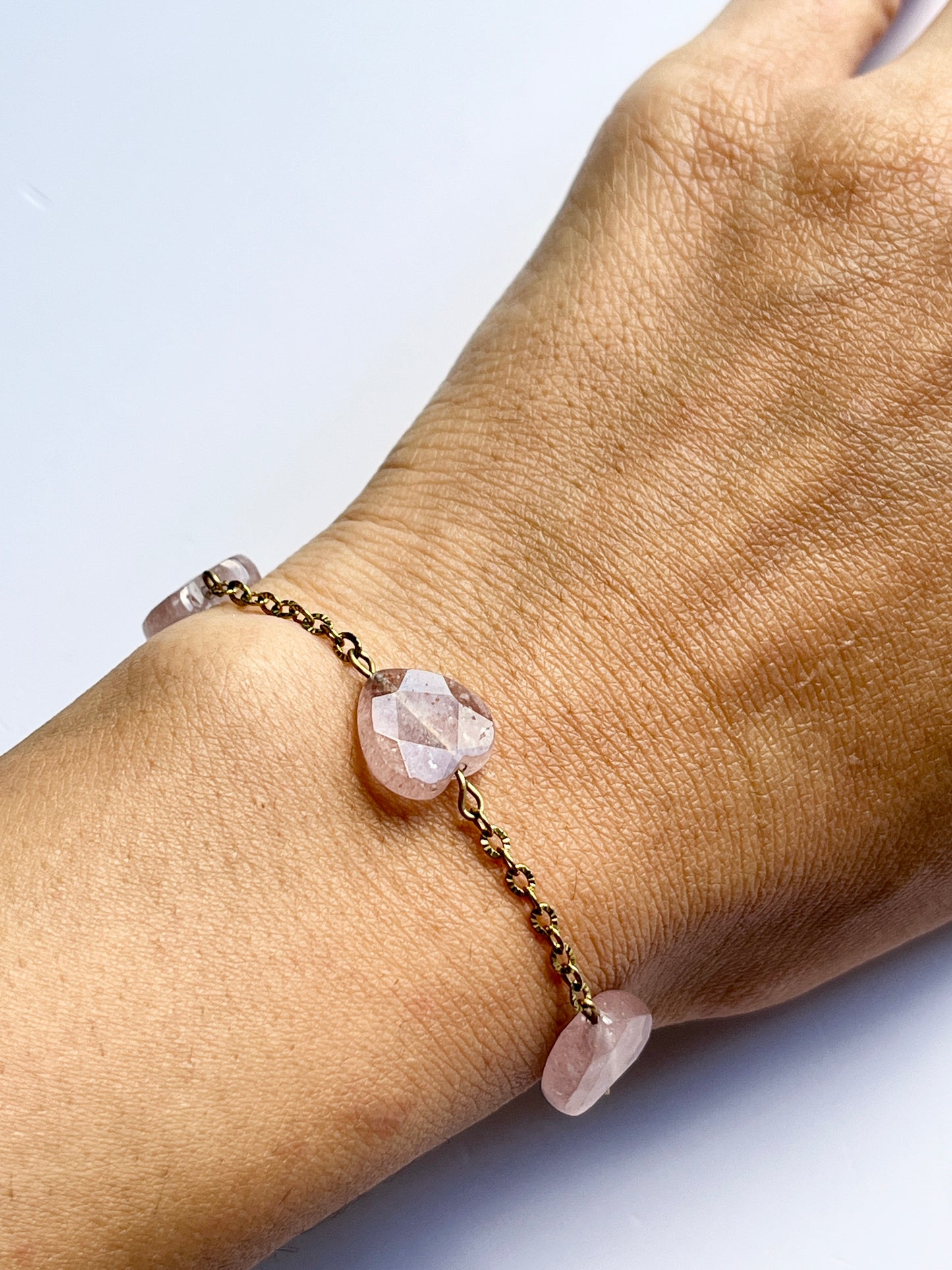 Rose Quartz Heart Bracelet