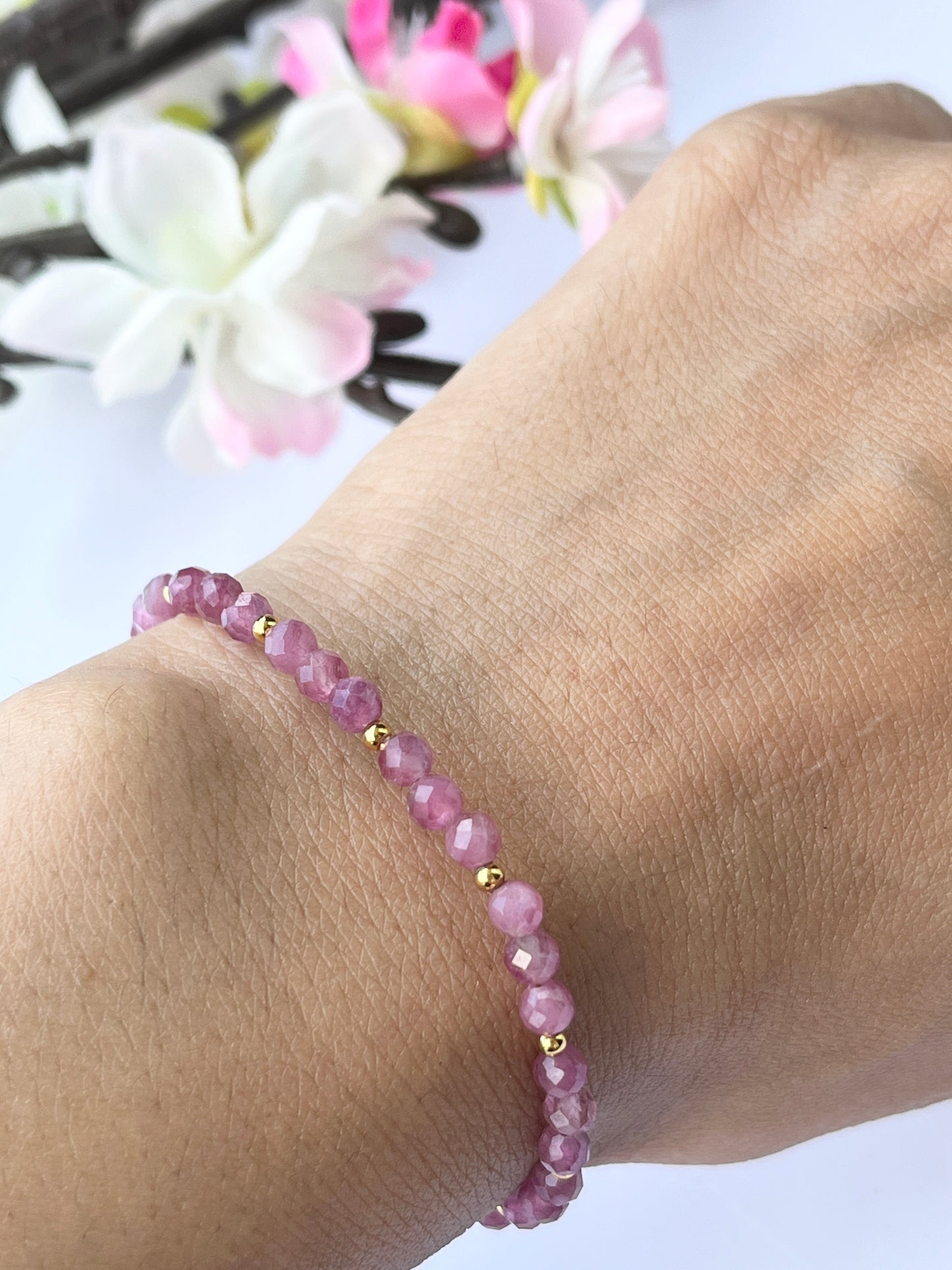Pink Tourmaline Gemstone Bracelet
