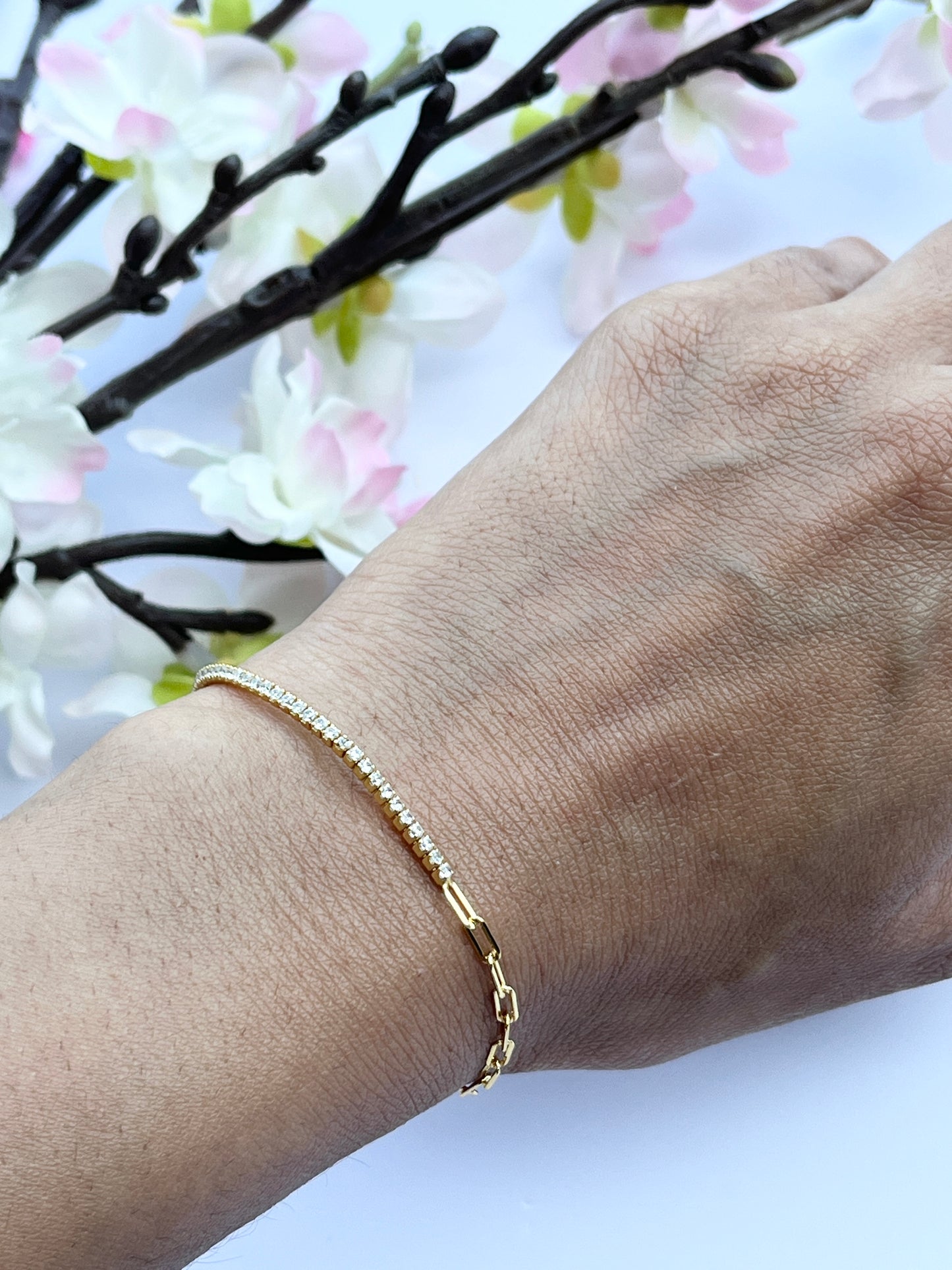 Golden Luxe CZ Paper Clip Bracelet