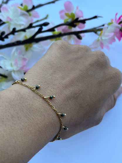 Pyrite Dangle Charm Bracelet