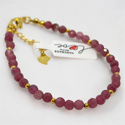 Pink Tourmaline Gemstone Bracelet