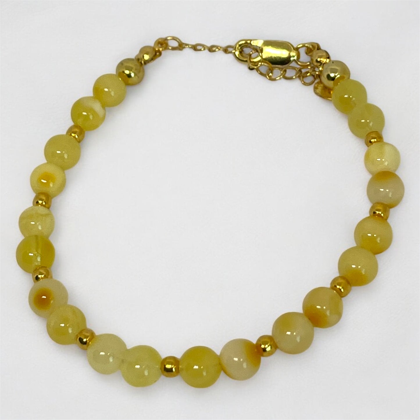 Butter Amber Bracelet in 925 Sterling Silver Gold-Plated