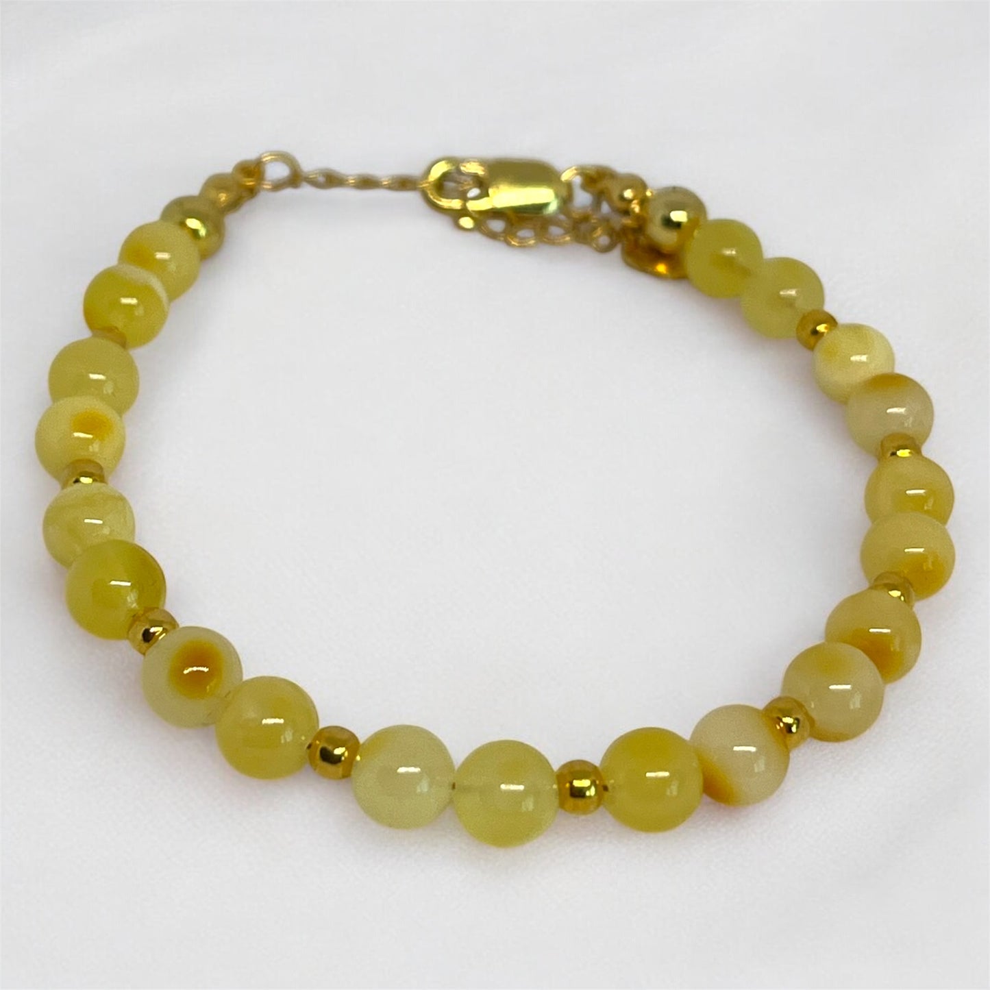 Butter Amber Bracelet in 925 Sterling Silver Gold-Plated