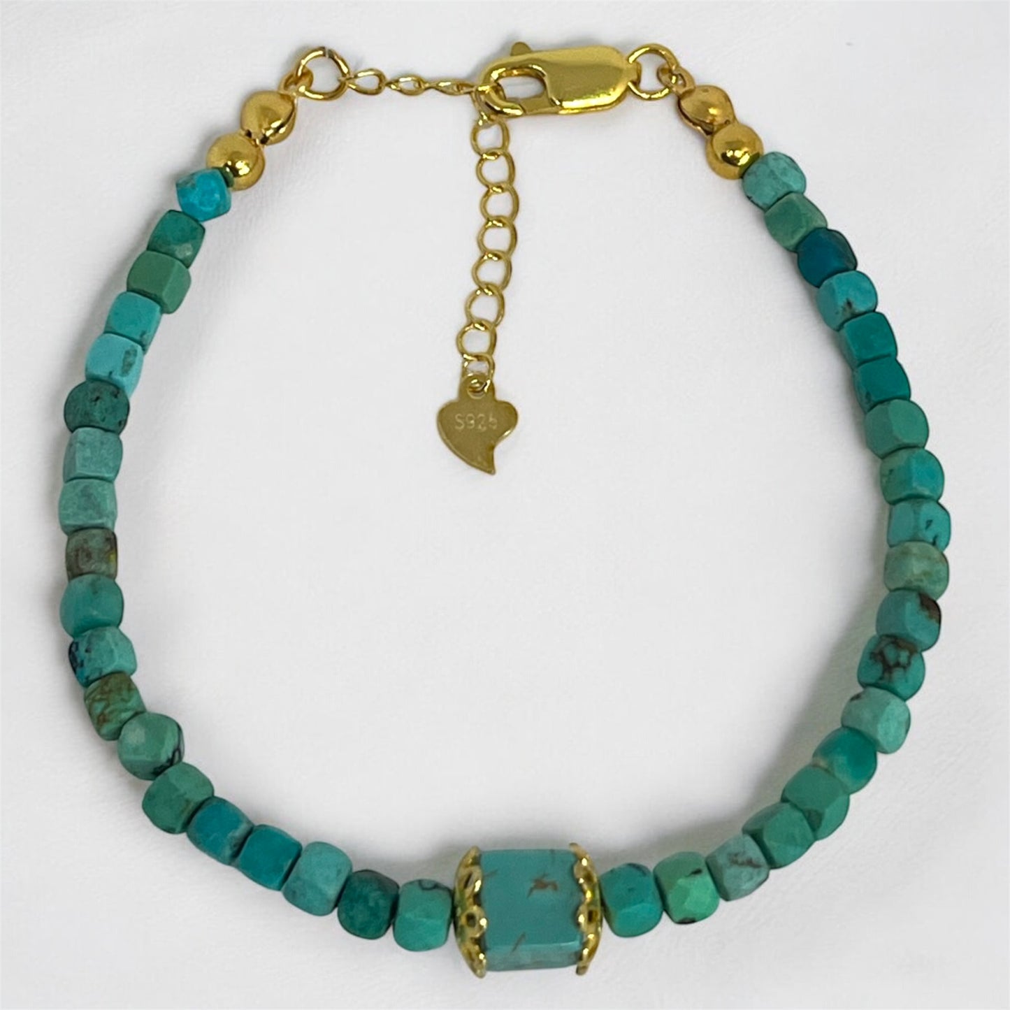 Turquoise Cube Bead Bracelet