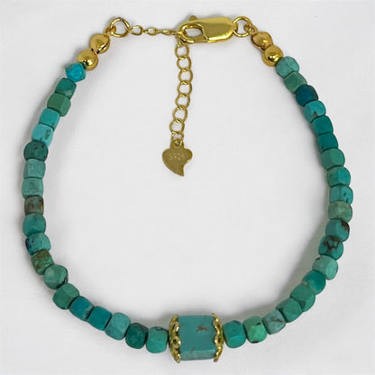 Turquoise Cube Bead Bracelet