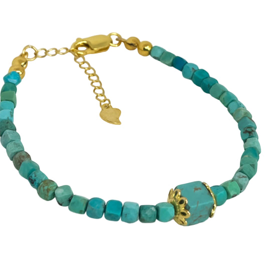 Turquoise Cube Bead Bracelet