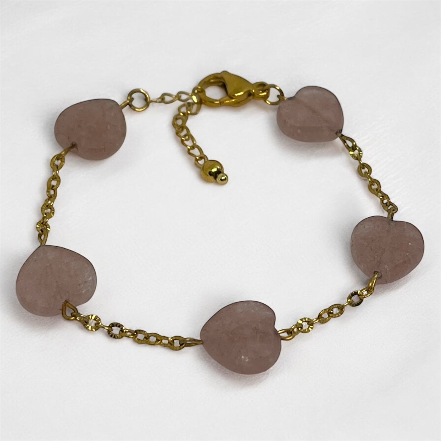 Rose Quartz Heart Bracelet