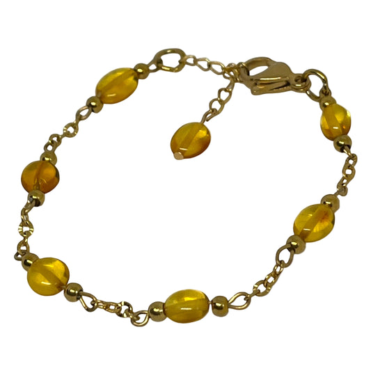 Amber Oval Bead Bracelet