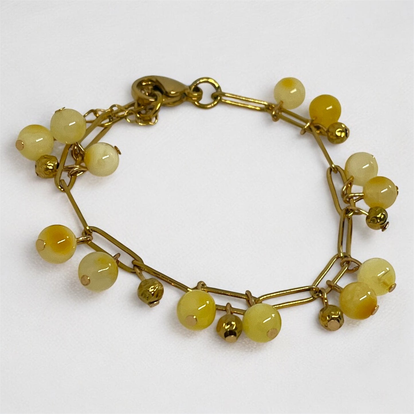 Golden Glow – Butter Amber Charm Bracelet