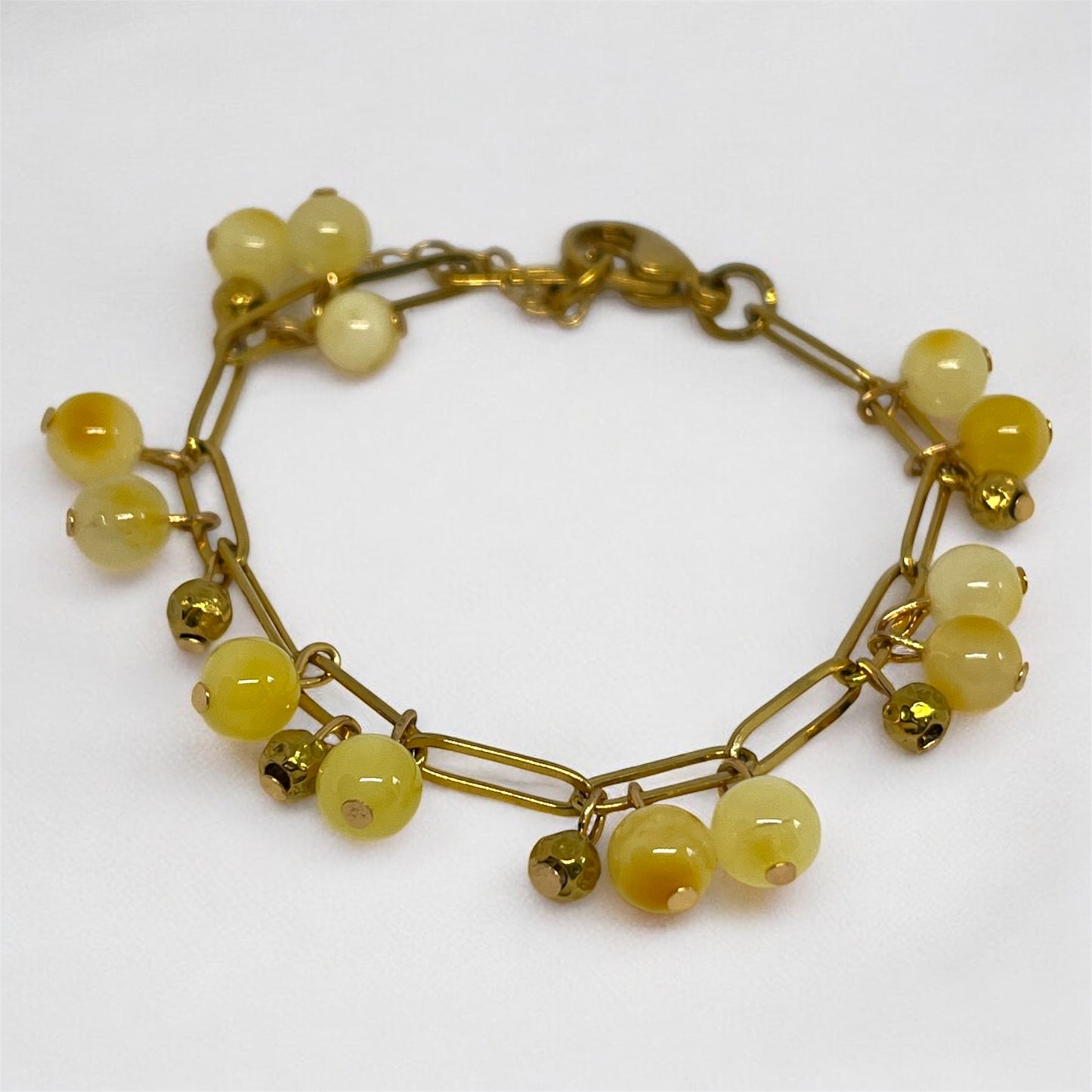 Golden Glow – Butter Amber Charm Bracelet