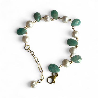 Amazonite and Freshwater Pearl Bracelet