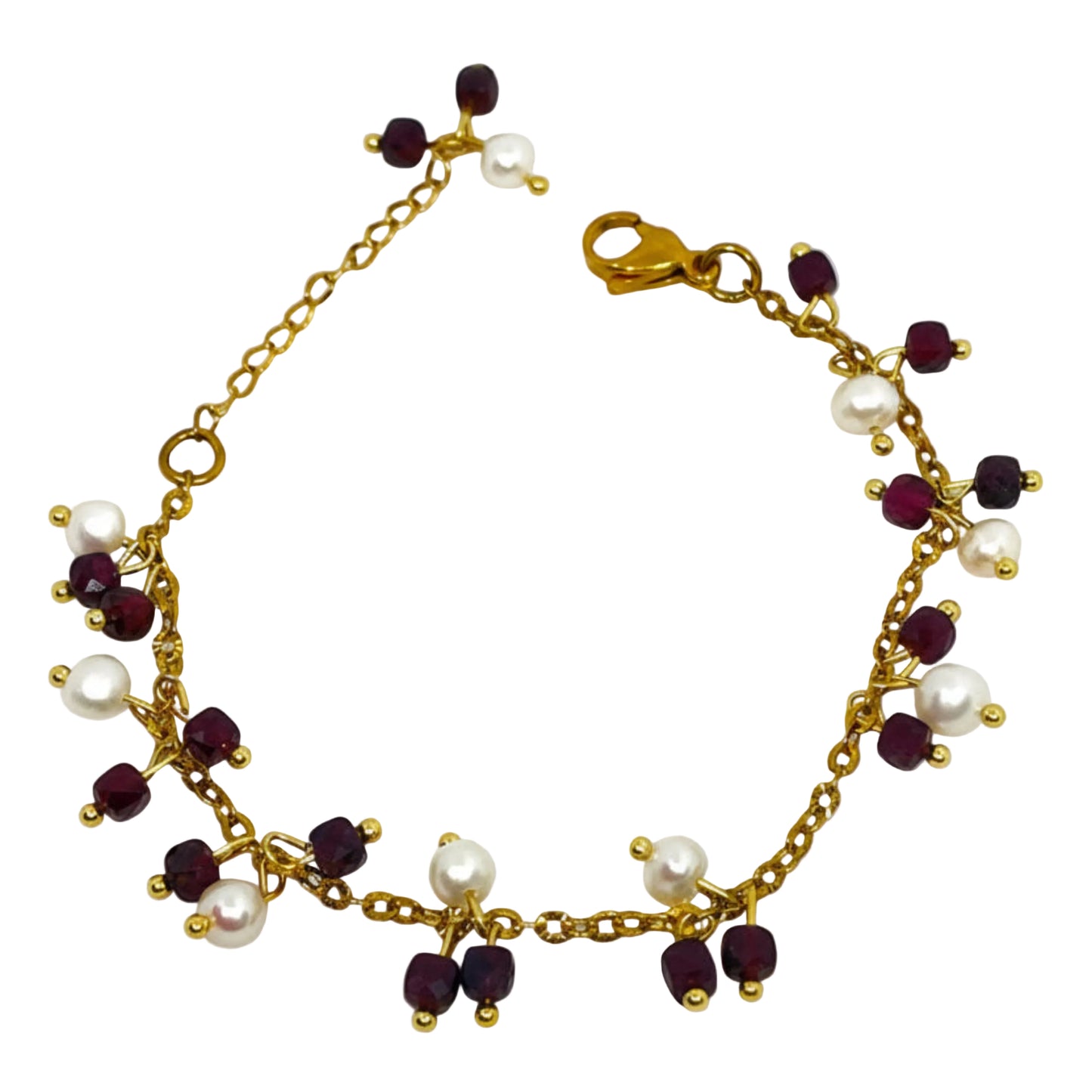 Freshwater Pearl & Garnet Dangle Bracelet