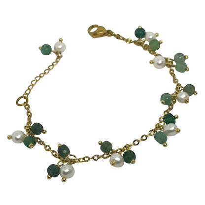 Freshwater Pearl & Green Aventurine Dangle Bracelet