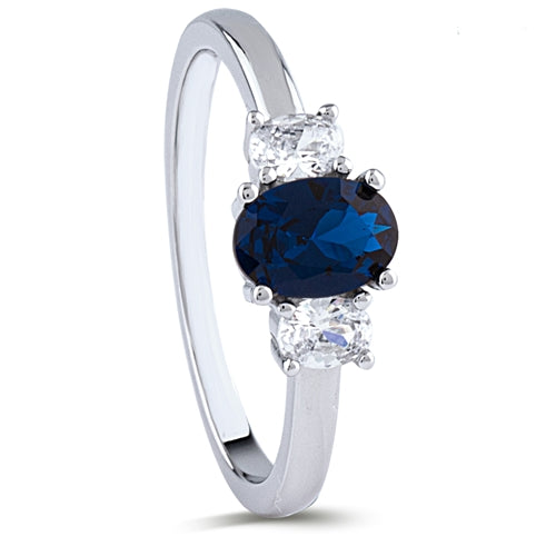 Classic Sapphire Trio Ring – 925 Sterling Silver