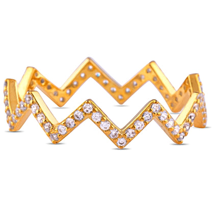 ZigZag Spark Ring – 925 Sterling Silver, Gold Plated