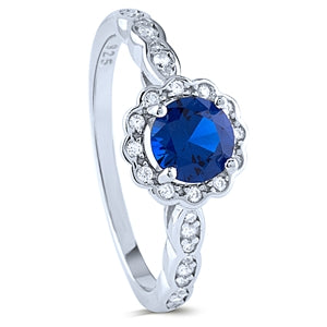 Blue Halo Sparkle Ring – 925 Sterling Silver