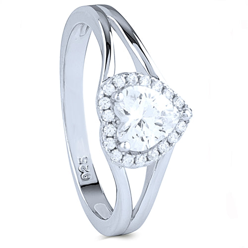 Lustrous Heart CZ Ring – 925 Sterling Silver