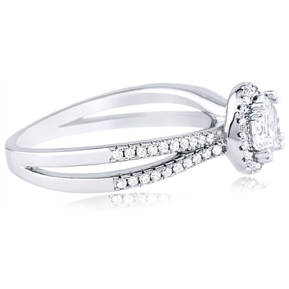 Halo Sparkle CZ Ring – Double Band in Rhodium-Plated Sterling Silver