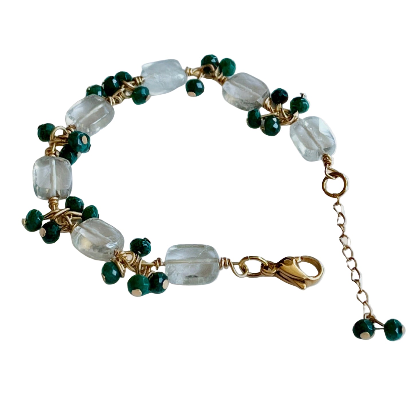Emerald Jade and Clear Quartz Bracelet