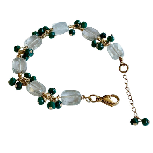 Emerald Jade and Clear Quartz Bracelet