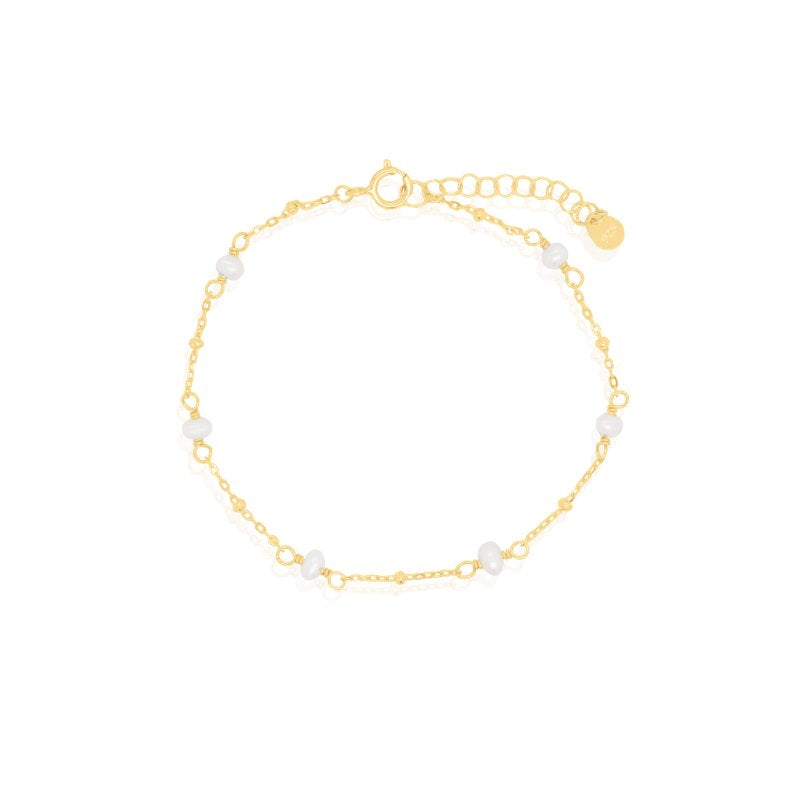 Sterling Silver Gold Vermeil Freshwater Pearl by the yard bracelet