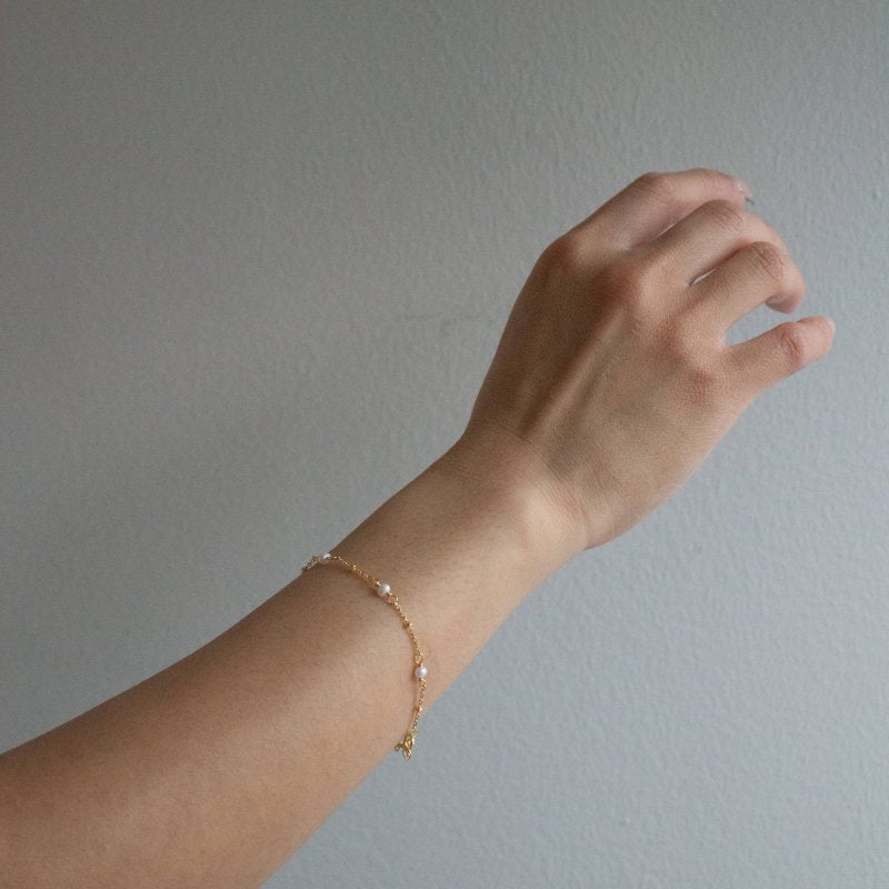 Sterling Silver Gold Vermeil Freshwater Pearl by the yard bracelet