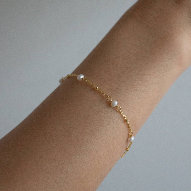 Sterling Silver Gold Vermeil Freshwater Pearl by the yard bracelet