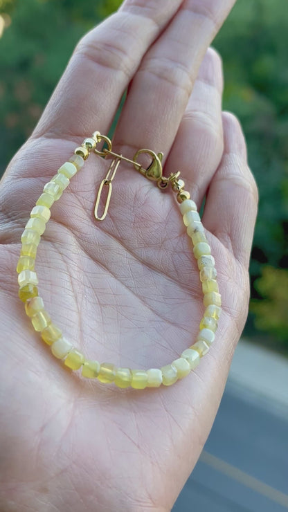 Yellow Opal Bead Bracelet